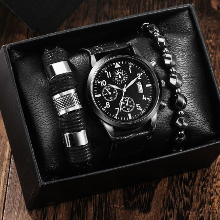 Mens Watch Business Gift Bracelet Necklace Watch Set