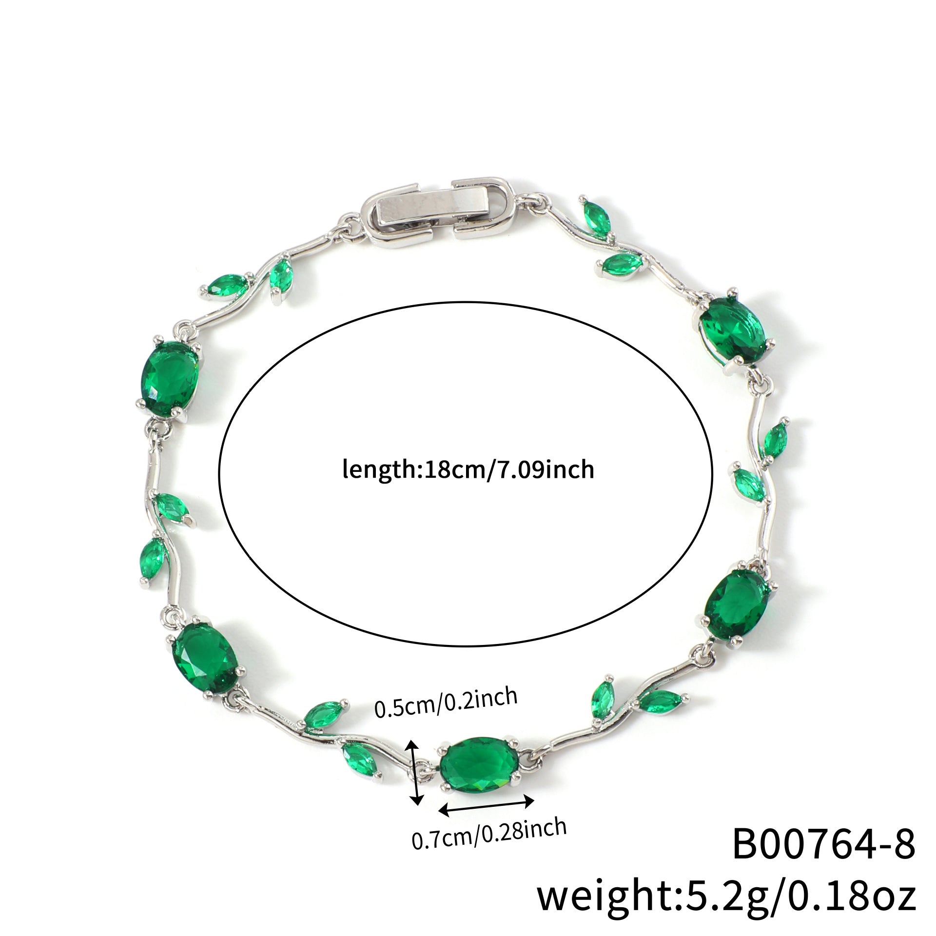 Womens Colorful Leaf Elliptical Geometric Zircon Bracelet