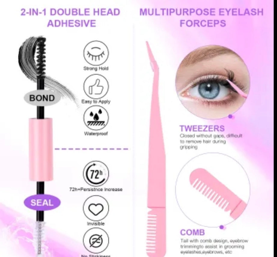 Professional Cluster Eyelashes – 12 Rows, 150 Segmented Lash Extensions