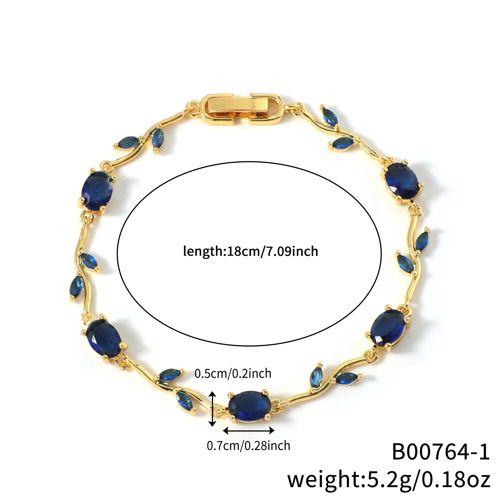 Womens Colorful Leaf Elliptical Geometric Zircon Bracelet