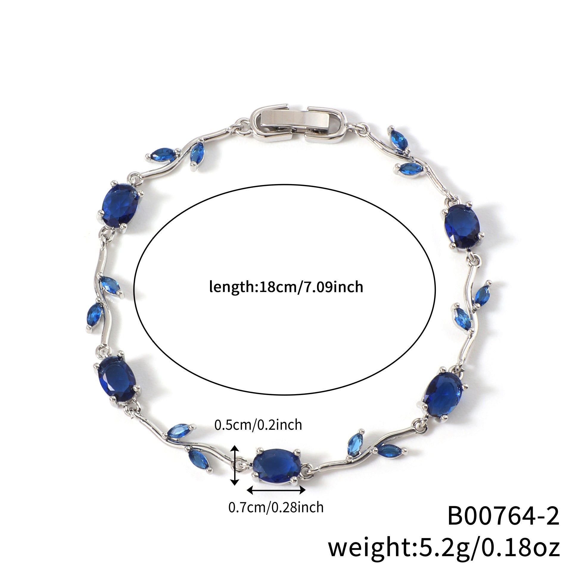 Womens Colorful Leaf Elliptical Geometric Zircon Bracelet