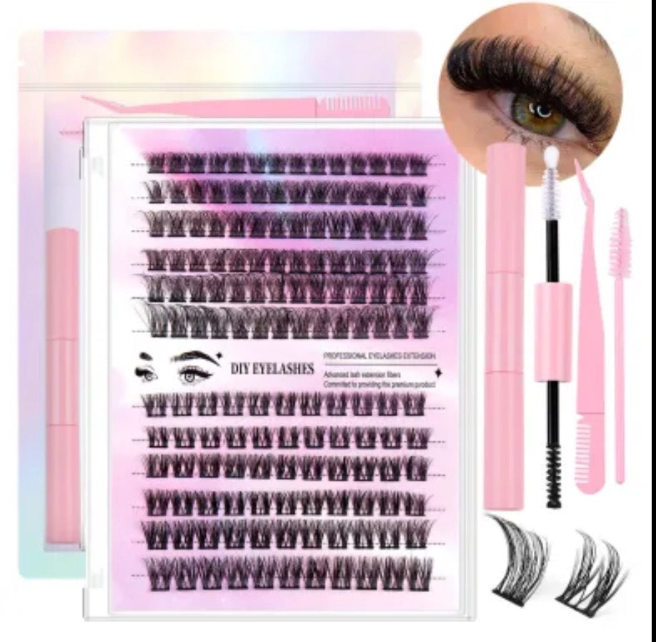 Professional Cluster Eyelashes – 12 Rows, 150 Segmented Lash Extensions
