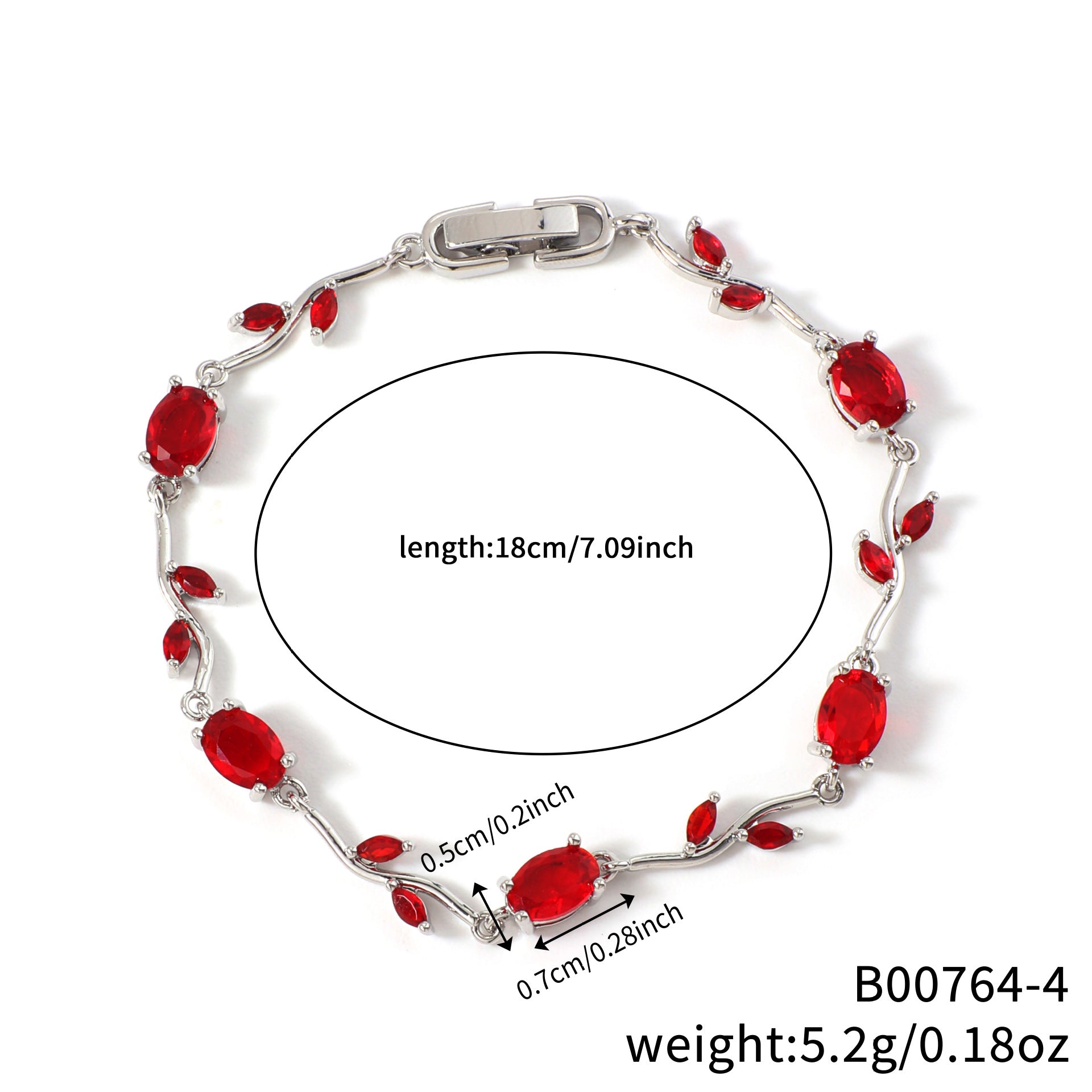 Womens Colorful Leaf Elliptical Geometric Zircon Bracelet