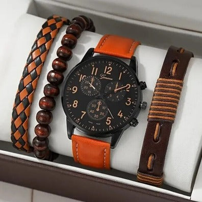 Mens Watch Business Gift Bracelet Necklace Watch Set