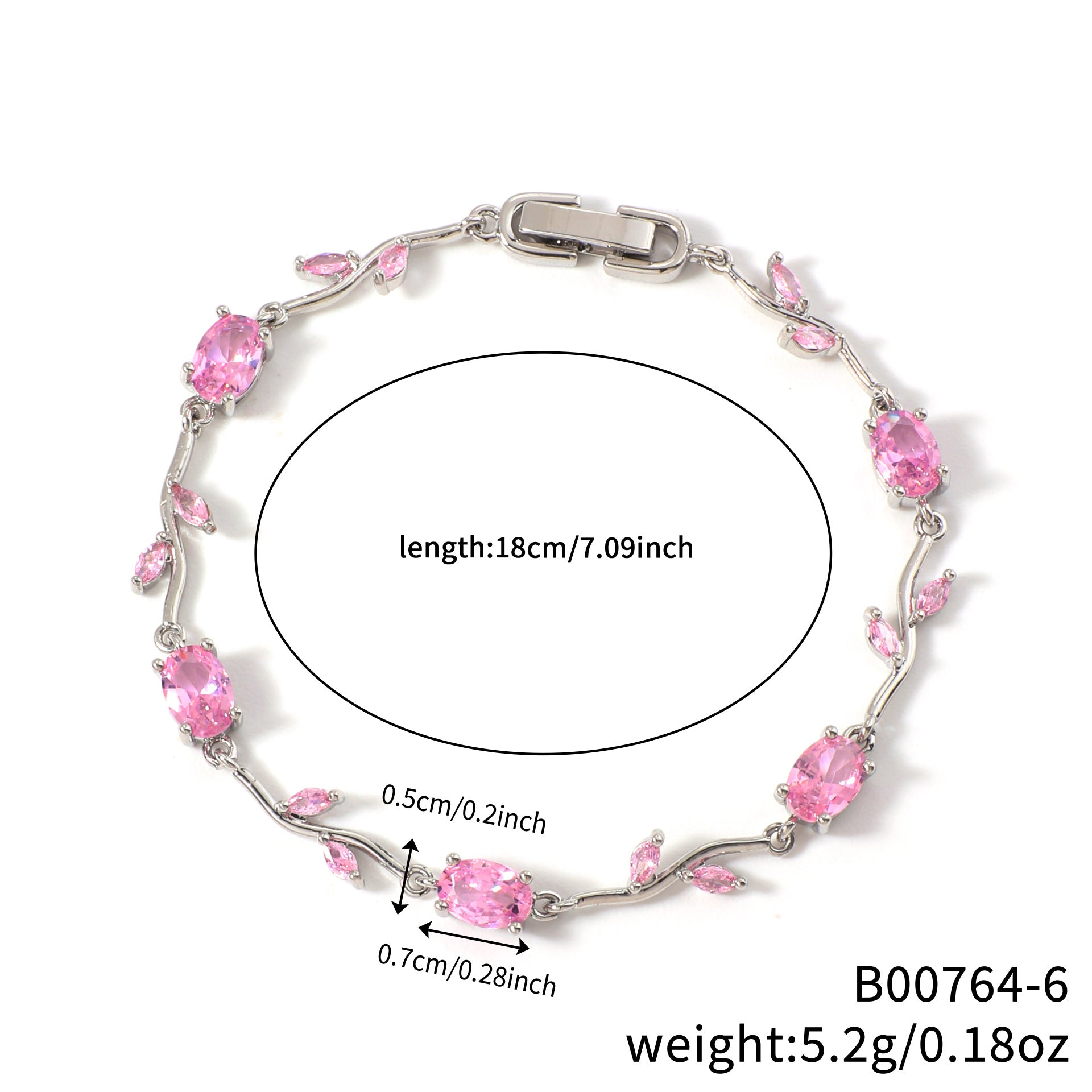 Womens Colorful Leaf Elliptical Geometric Zircon Bracelet