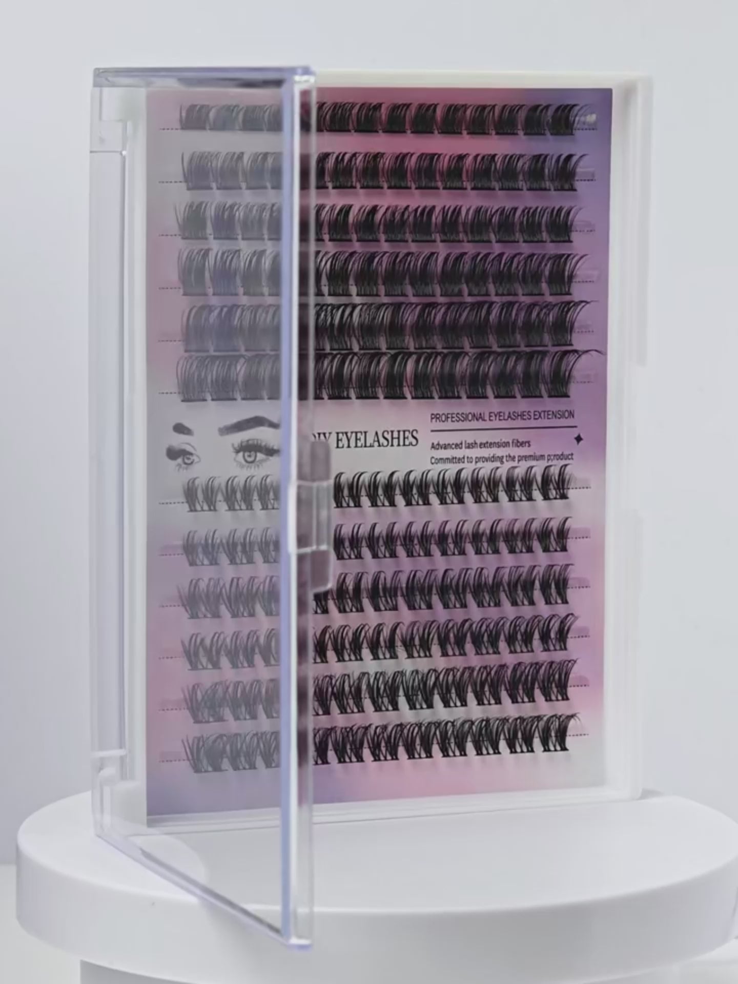 Professional Cluster Eyelashes – 12 Rows, 150 Segmented Lash Extensions